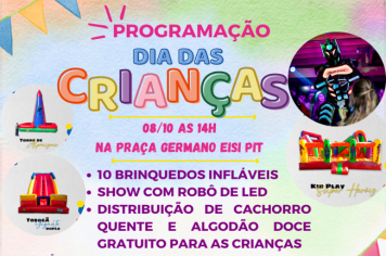 MIRAGUAÍ PROMOVE EVENTO EM COMEMORAÇÃO AO DIA DAS CRIANÇAS DIA 08 DE OUTUBRO, NA PRAÇA GERMANO EISI PIT