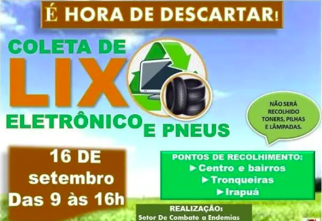 Miraguaí promove coleta de lixo eletrônico e pneus